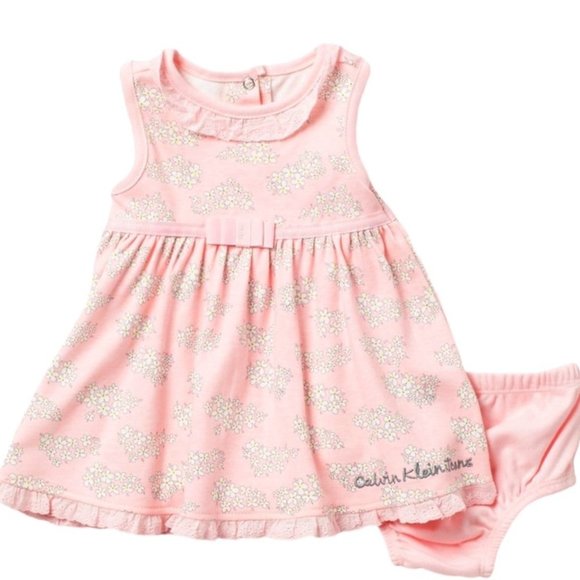 NEW Calvin Klein Floral Dress & Bloomers Set 3-6M